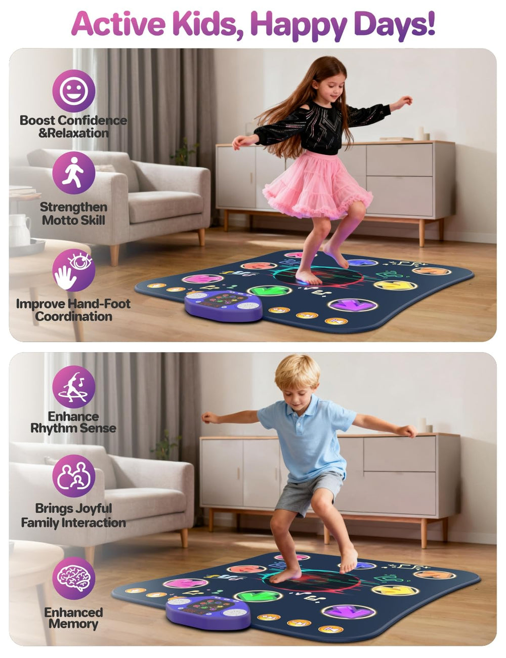 TooLion blue mat features a non-slip bottom for stability.