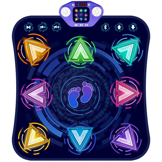 TooLion 8-arrow dance mat with LED lights promotes rhythm practice for kids.