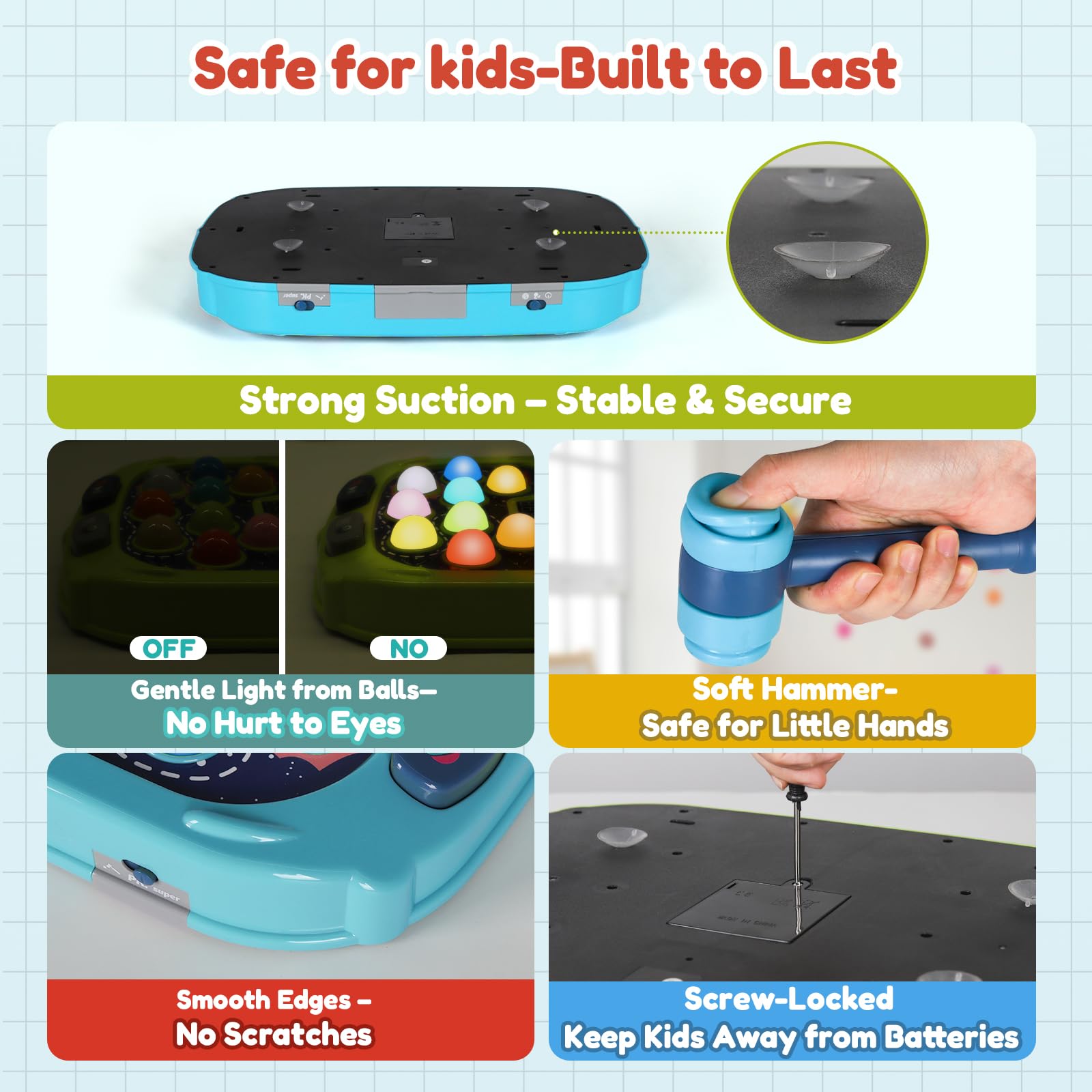TooLion soft rubber-tipped hammers ensure safe play