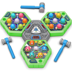 TooLion Toolion three-player whack mole board setup for cooperative family play.