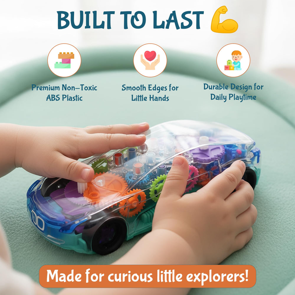 TOOTY TOY colorful moving gears visible through a clear chassis