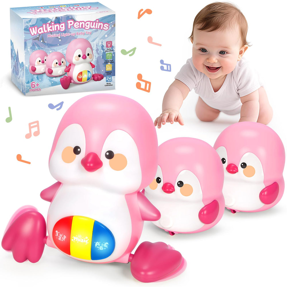 TooyBing baby penguin mom visual focus, inviting tummy time and learning through lights.