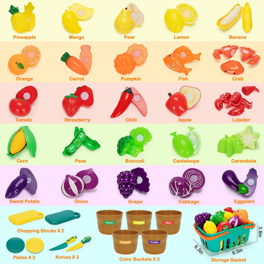 TooyBing color buckets aiding color sorting during pretend play.