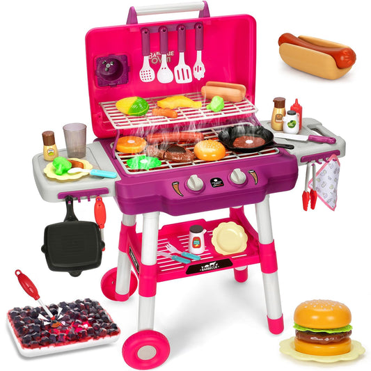 TooyBing Kids BBQ Grill Playset with double space for shared cooking fun