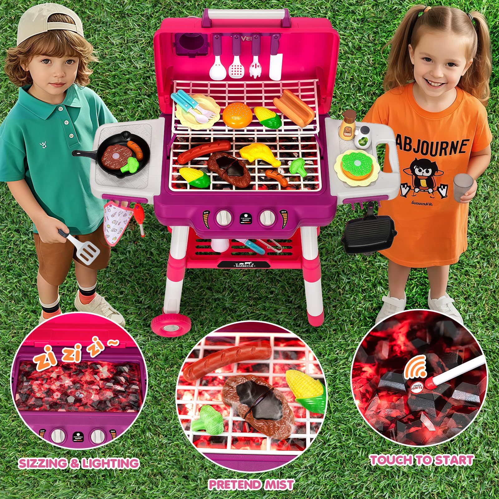 Realistic sizzling and safe water vapor smoke for authentic playtime