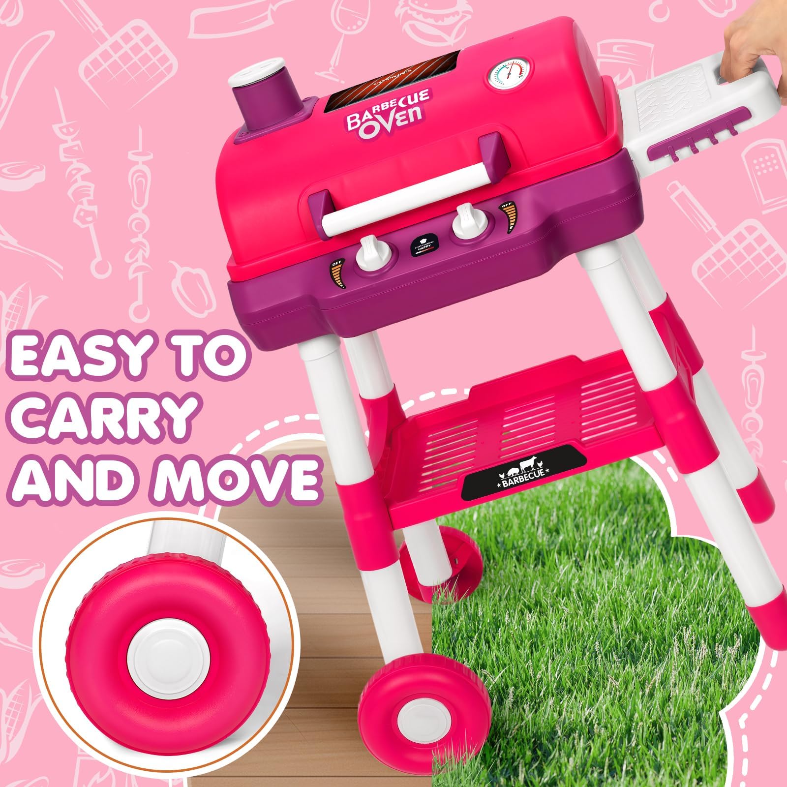 Smooth wheels on TooyBing grill aid outdoor movement across grass or floor