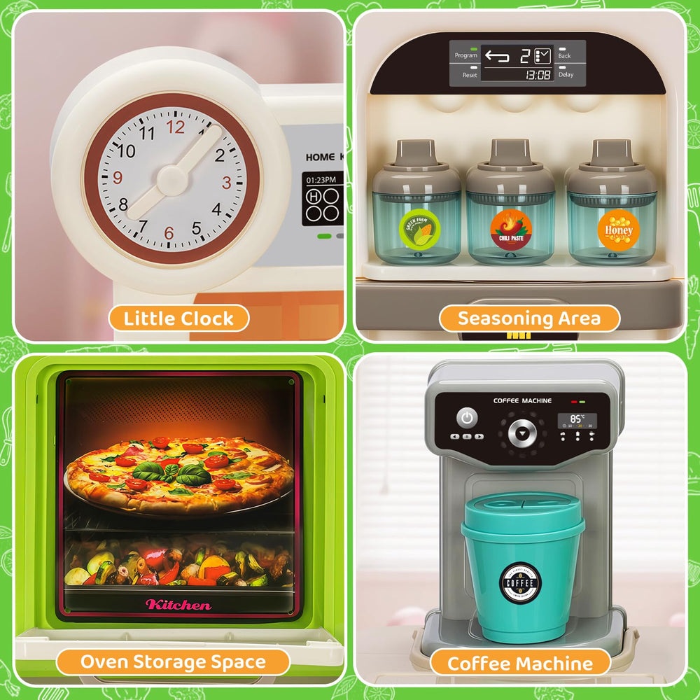 TooyBing Kids Play Kitchen Set fridge-oven panel for realistic meal prep