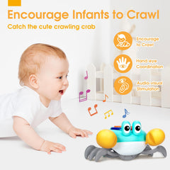 TooyBing musical crawling crab toy with letters, numbers, buttons for early learning