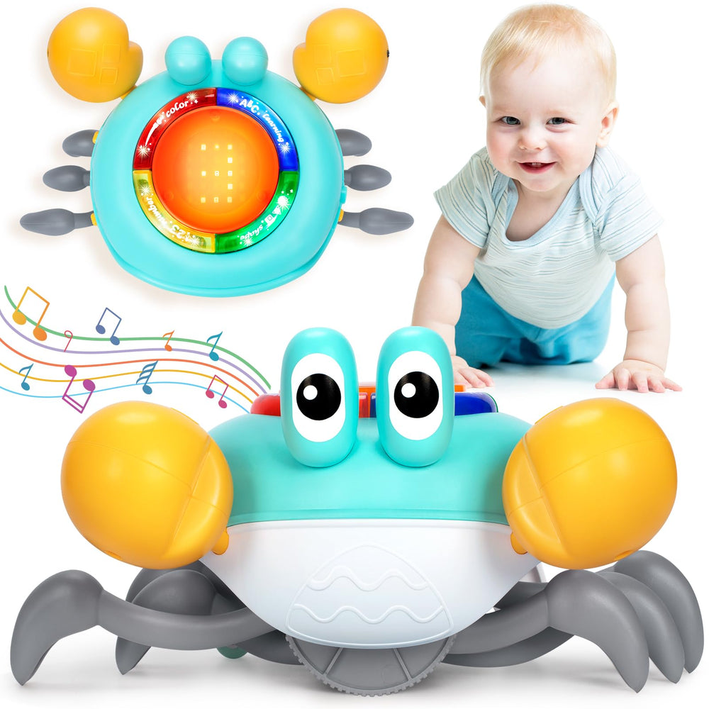 TooyBing musical crawling crab toy side view showing crawl motion for early motor play