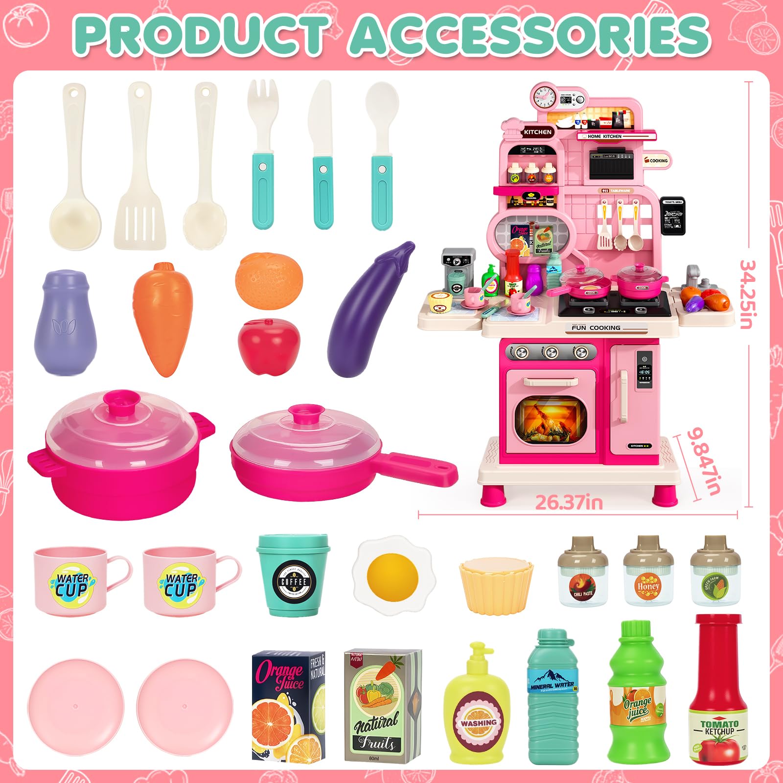 TooyBing pink design kitchen inspires joyful pretend play for kids.