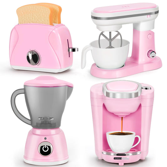 TooyBing pink coffee maker toy with sound for imaginative kitchen play.