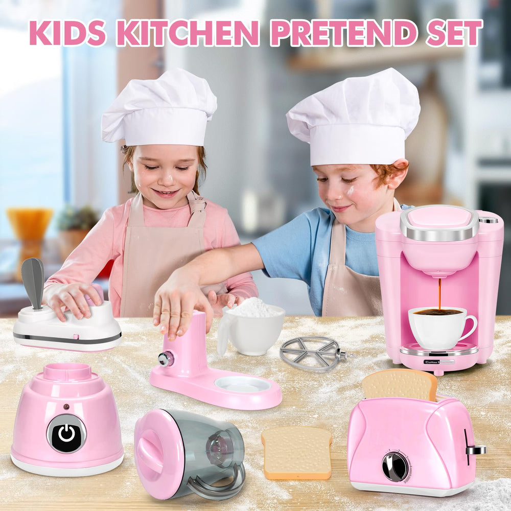 TooyBing pink play kitchen set promotes cooperative role-play.