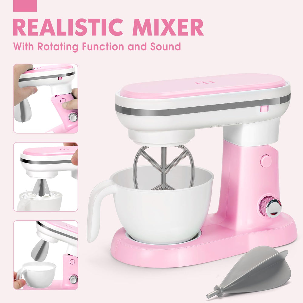 TooyBing pink toaster toy with auto pop-up for realistic play.