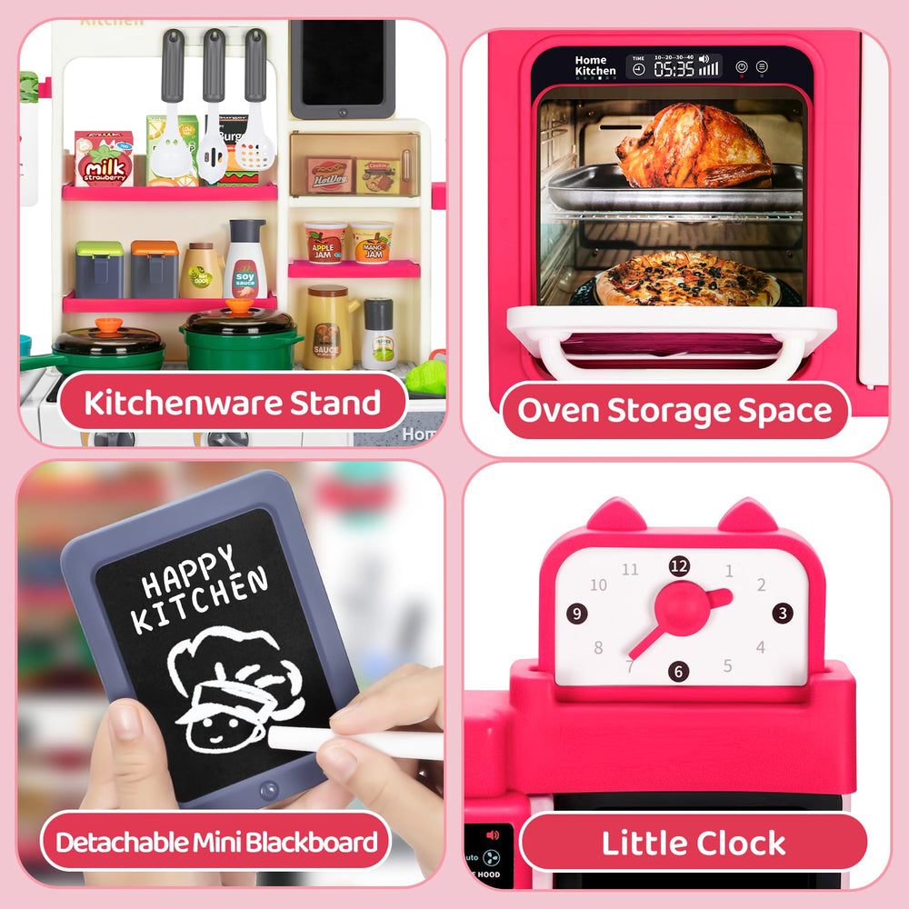TooyBing Red Fridge, Oven, and Clock enhance pretend cooking routines.