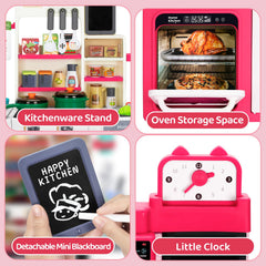 TooyBing Red Fridge, Oven, and Clock enhance pretend cooking routines.