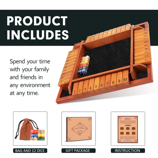 TooyBing Shut the Box 12-dice set supports fast, engaging rounds.