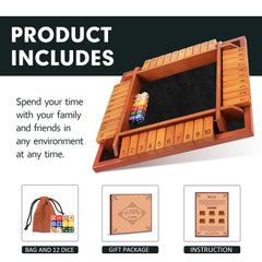 TooyBing Shut the Box 12-dice set supports fast, engaging rounds.