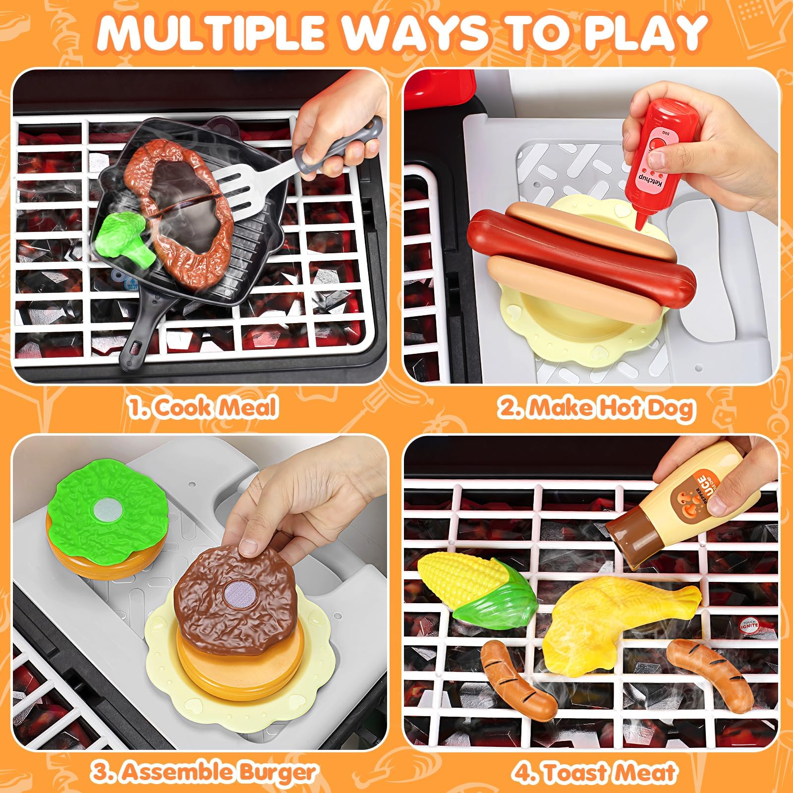TooyBing grill with side tables for cutting and sauce placement supports imaginative cooking.