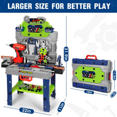 TooyBing tool bench and toolbox offers portable storage for on-the-go play sessions.