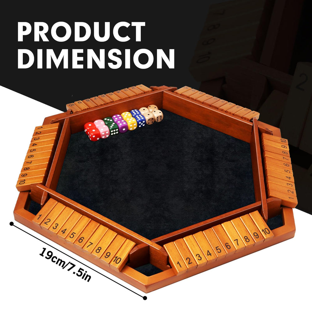 TooyBing Shut The Box colored dice close-up showing visual variety