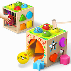 Tooysea 4-in-1 cube shape sorter for toddlers improving fine motor skills