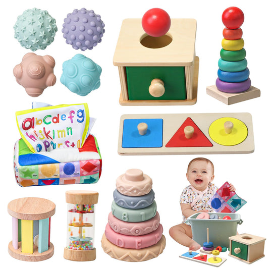 Tooysea Montessori tissue box toy promotes fine motor exploration and tactile play.