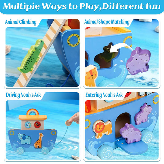 Tooysea Noah’s Ark animal blocks support fine motor sorting skills.