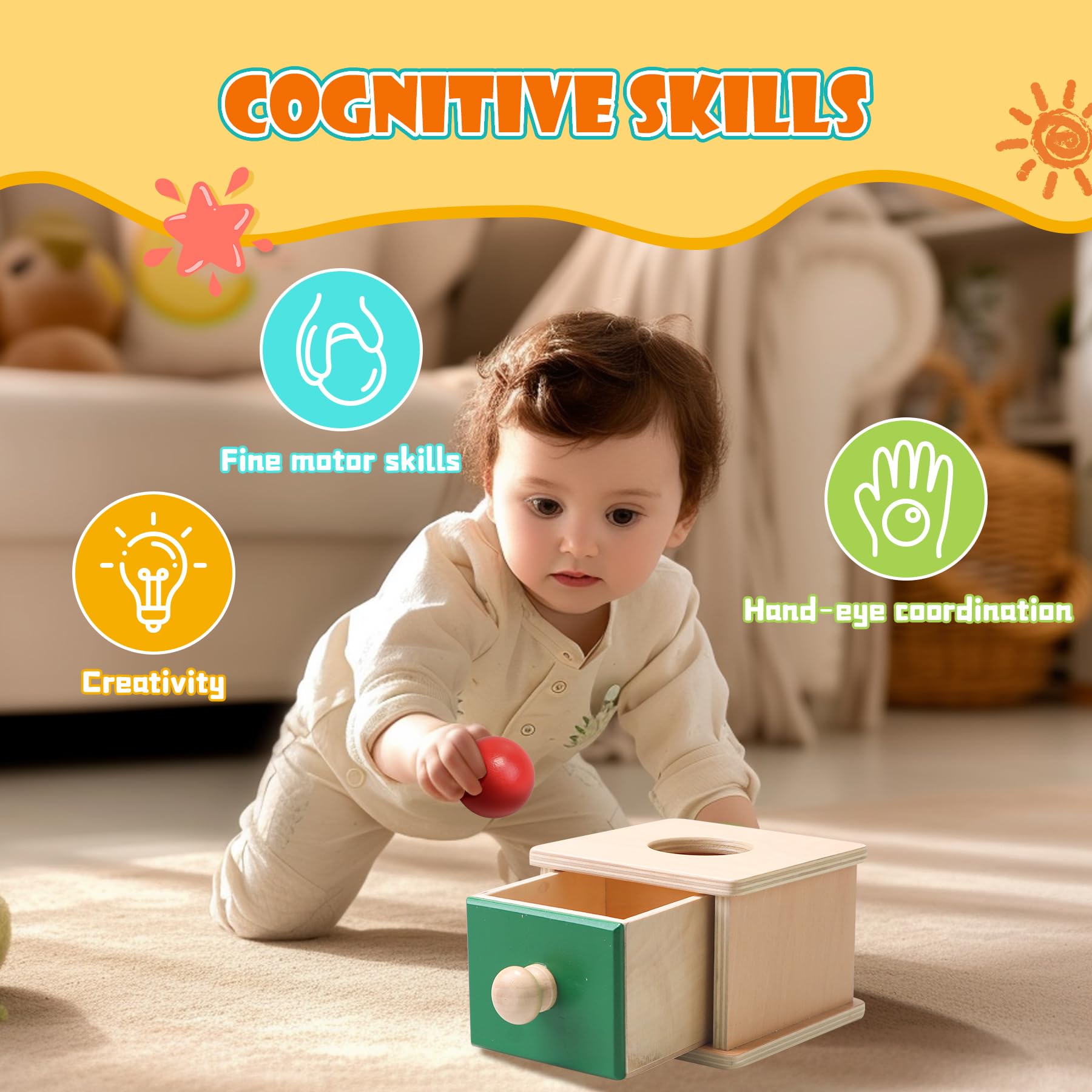 Tooysea spinning rainbow Montessori captivates baby attention with color and motion.