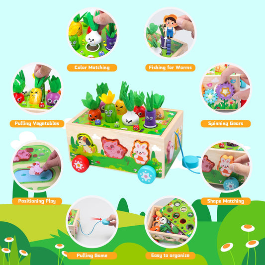 Tooysea wooden farm animals set for imaginative play and animal identification