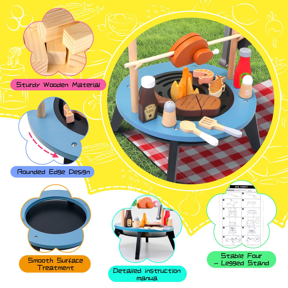Tooysea kid play on the wooden grill fosters creativity.