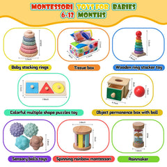 Tooysea wooden ring stacker toy encourages grasping and hand-eye coordination during play.