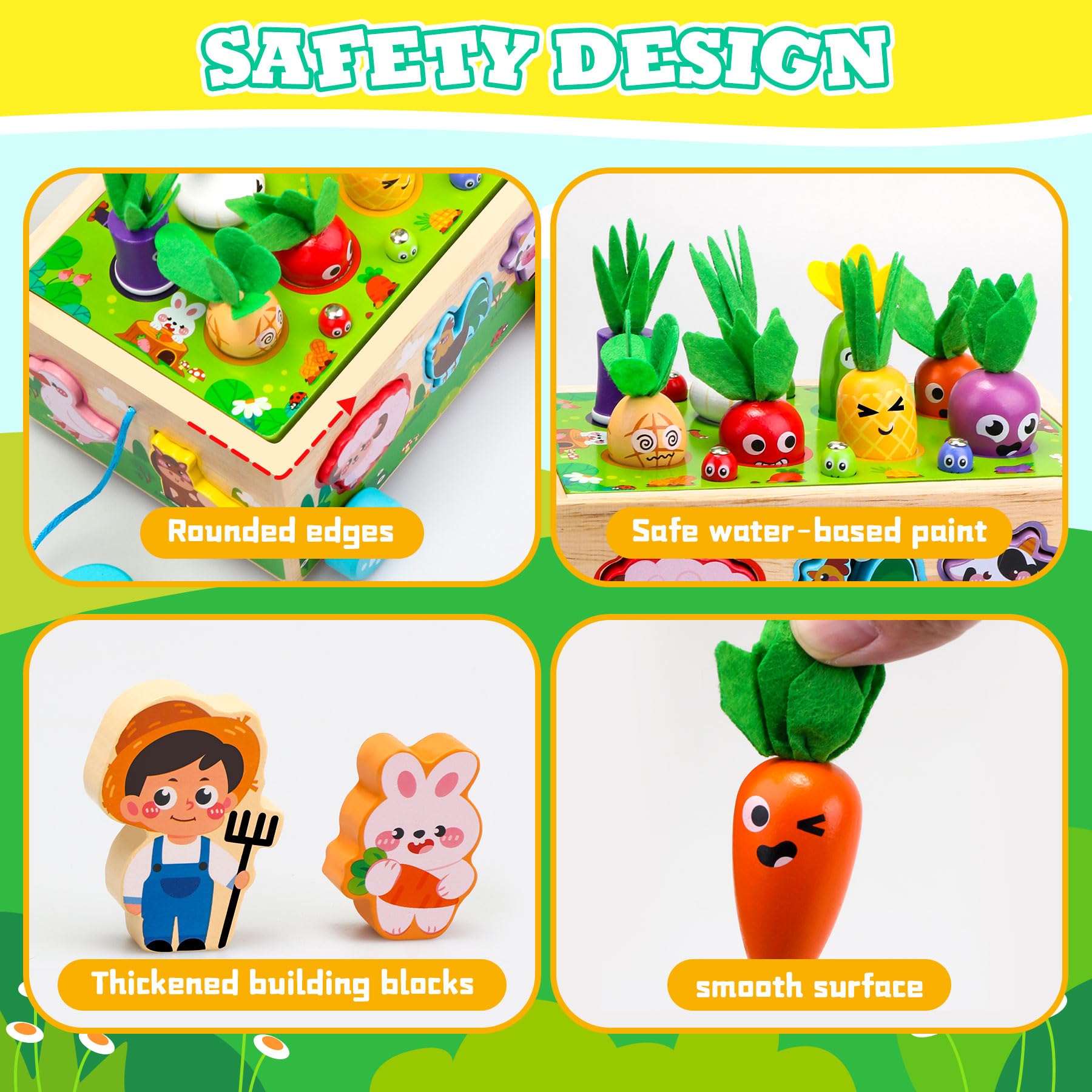 Tooysea wooden worms set for pulling, promoting fine motor skills