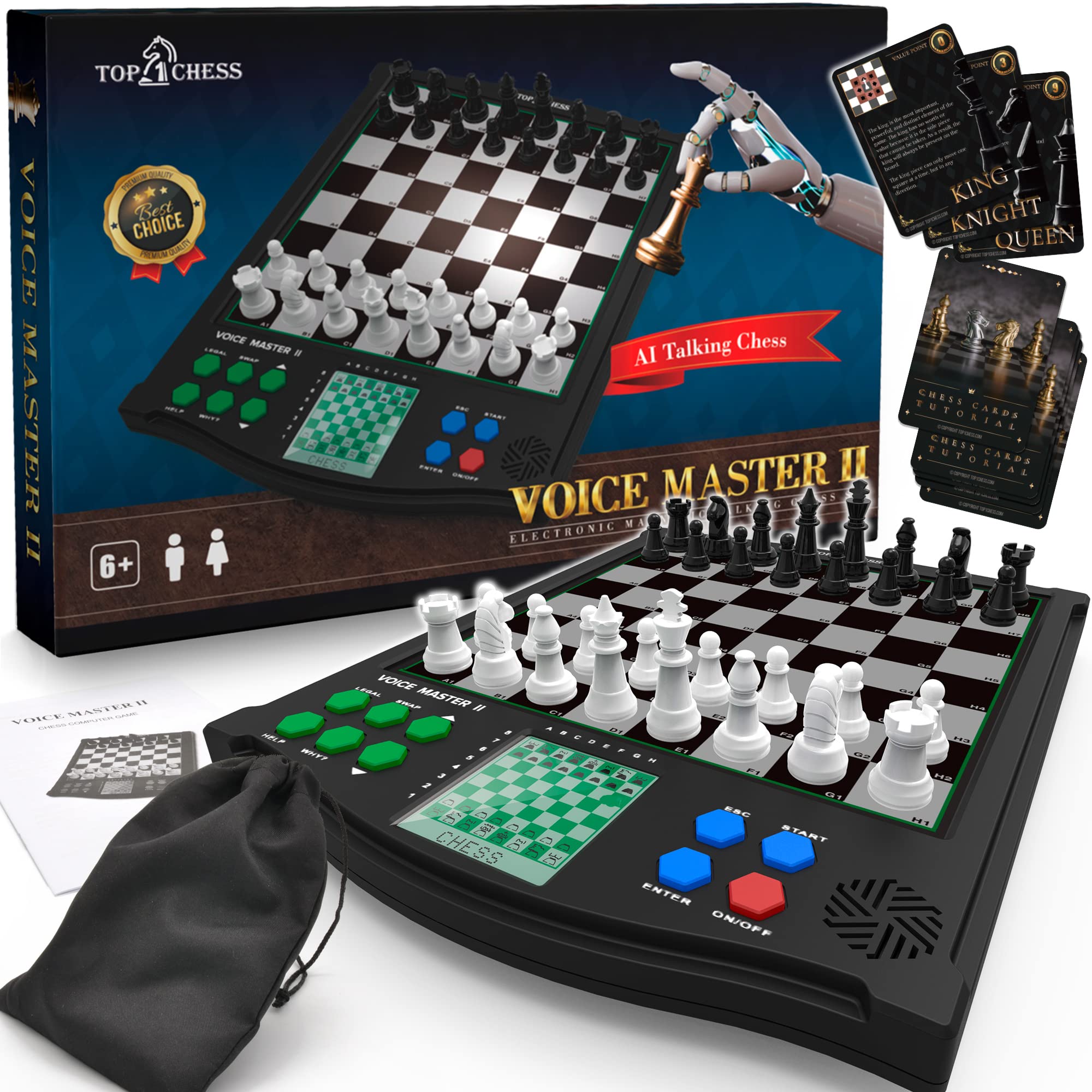 TOP 1 CHESS Classic Voice Master board with pieces for engaging solo play