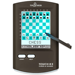 TOP 1 CHESS handheld display enables easy viewing for group games.
