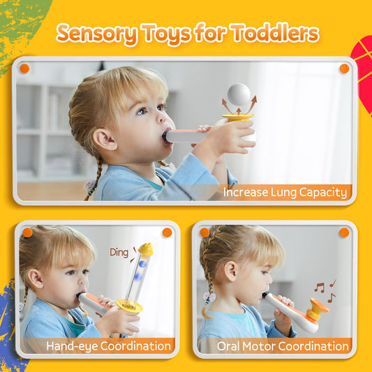 Top Bright 3-in-1 sensory toy ball blowing sharpens fine motor control.