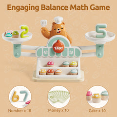 TOP BRIGHT Balance Math Game trays and cakes help counting and color recognition.