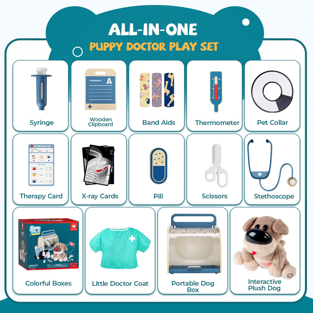 TOP BRIGHT Bandages and medicine bottle foster nurturing care moments during play.
