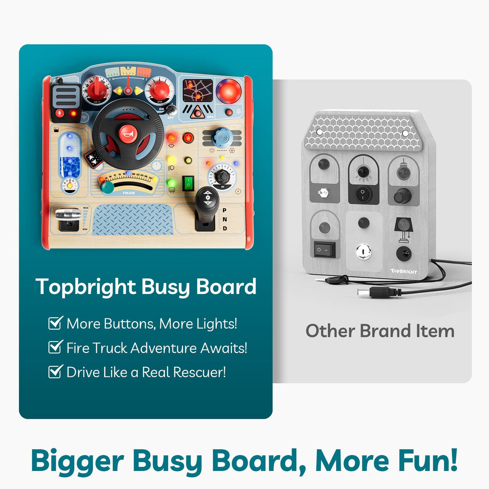 TOP BRIGHT Busy Board AC controls provide sensory interaction and focus.