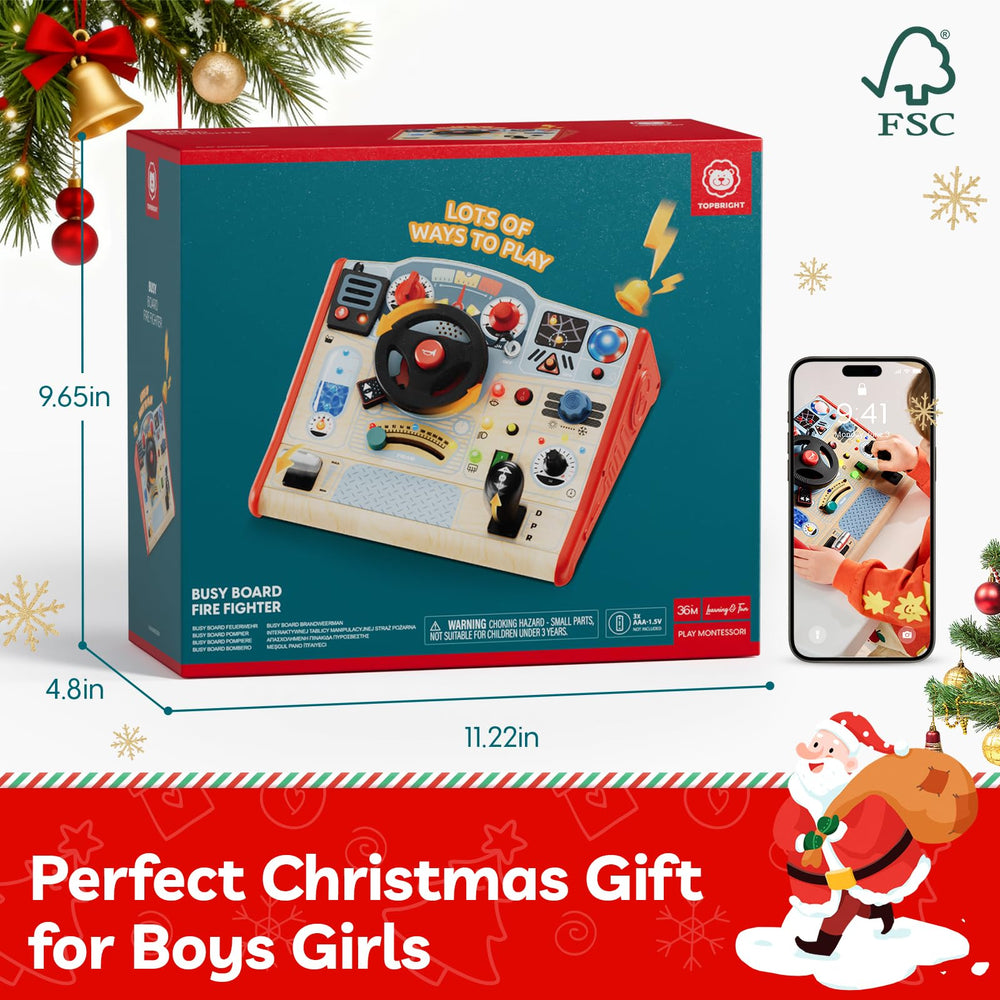 TOP BRIGHT Busy Board large buttons offer accessible activities for kids.