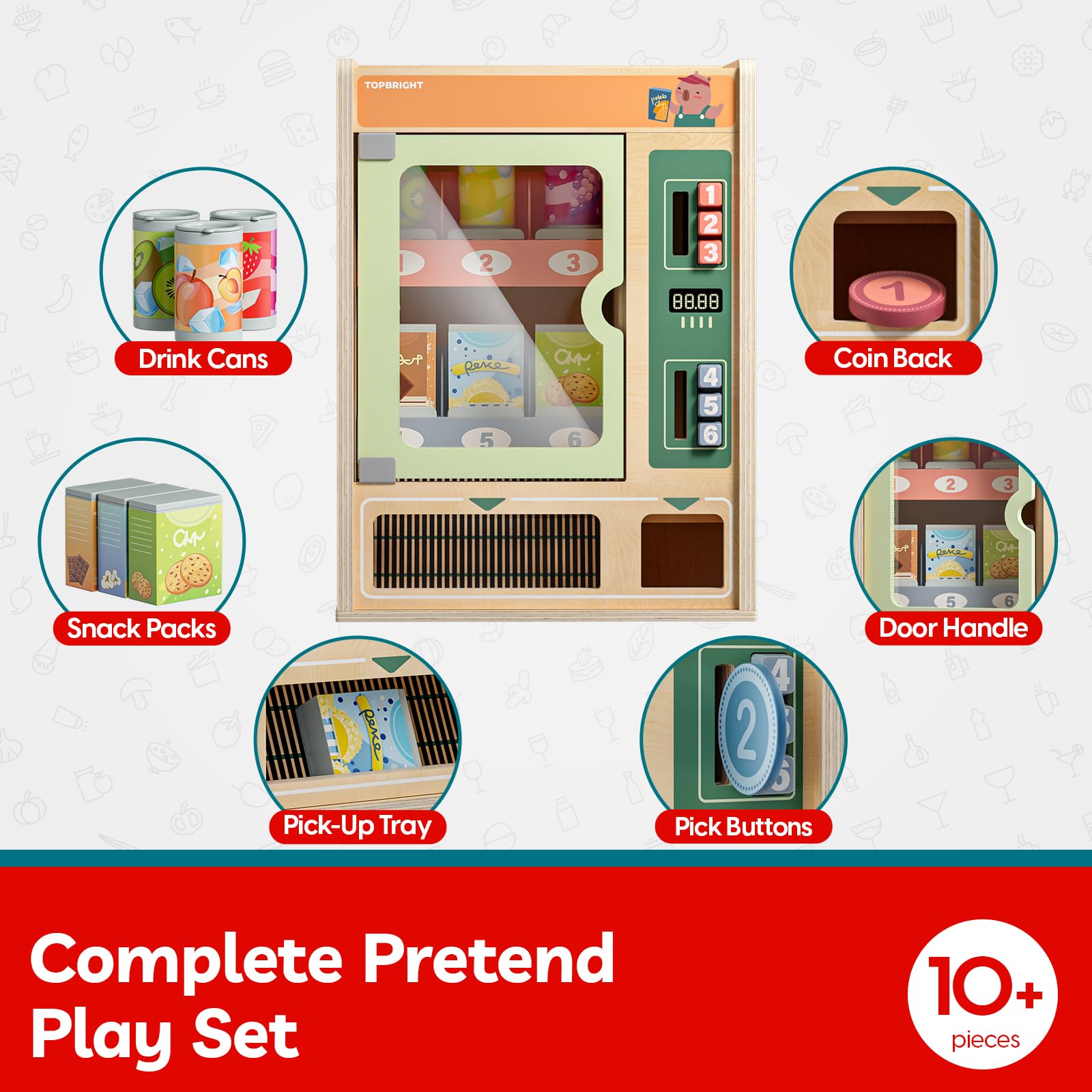 Top Bright push buttons and dial for interactive cause-and-effect play