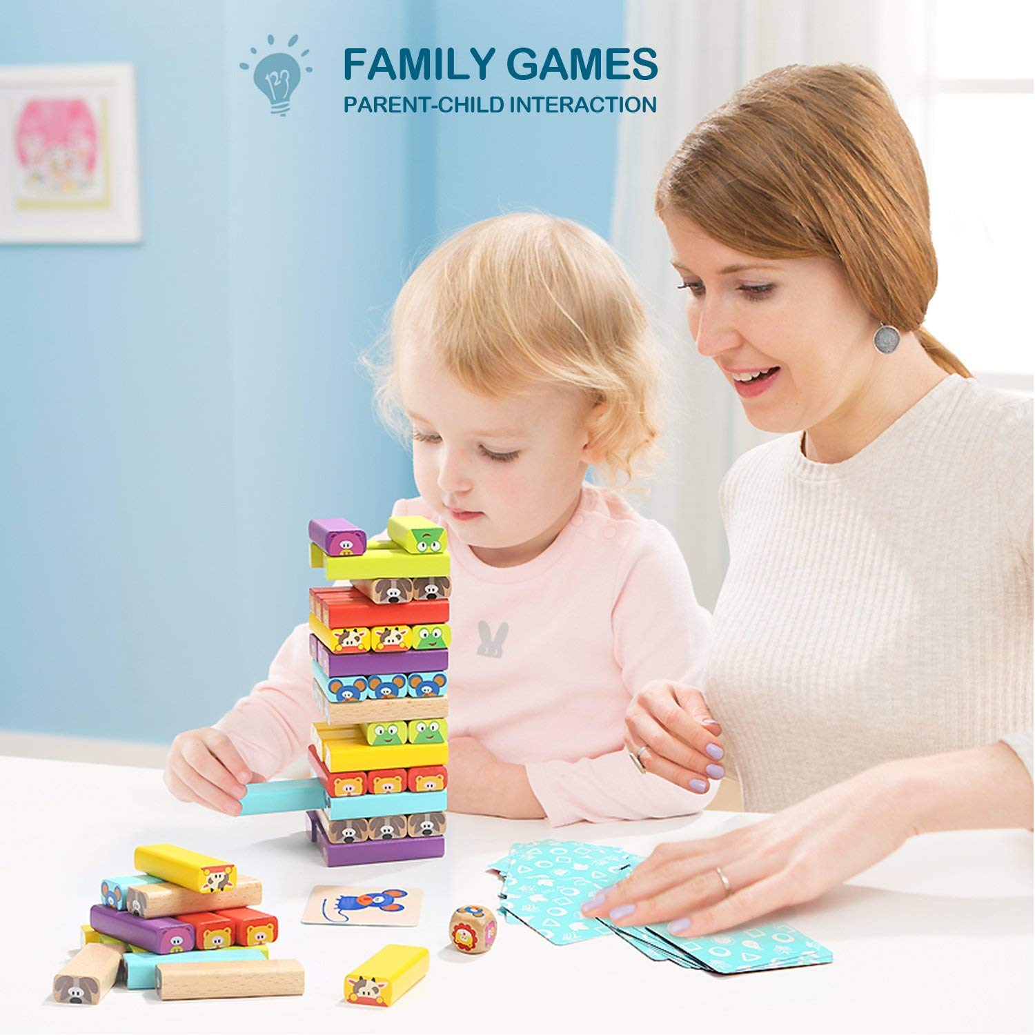 TOP BRIGHT color blocks and animal cards enhance color recognition and problem-solving during play