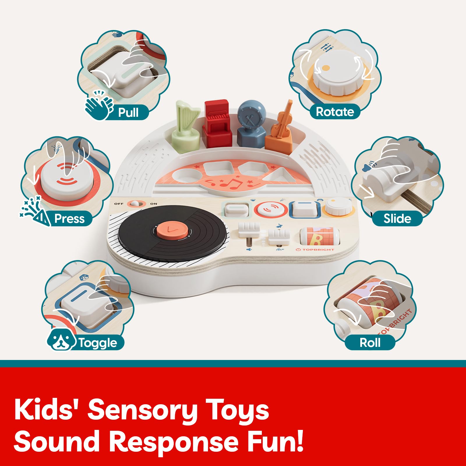 Top Bright DJ Busy Board instrument blocks encourage musical curiosity and hands-on exploration