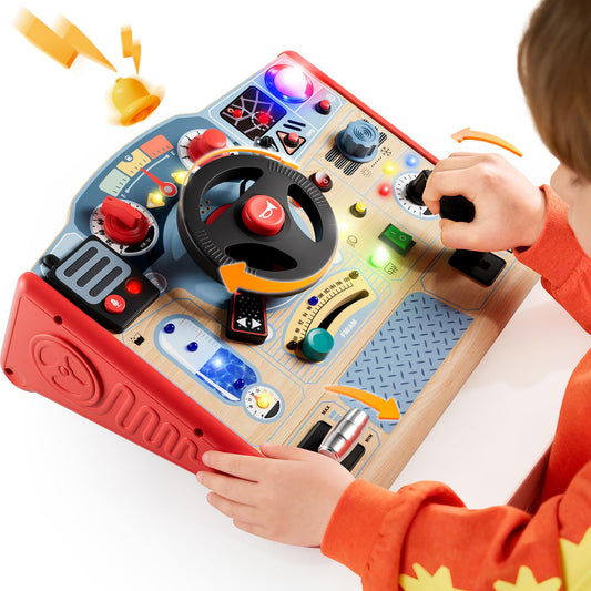 TOP BRIGHT Busy Board with LED Light for engaging visual play and focus.
