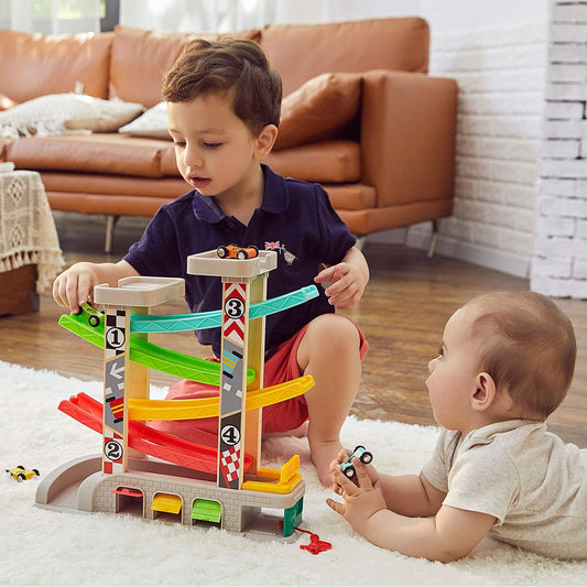 TOP BRIGHT rainbow track provides smooth slides for tracking skill development.