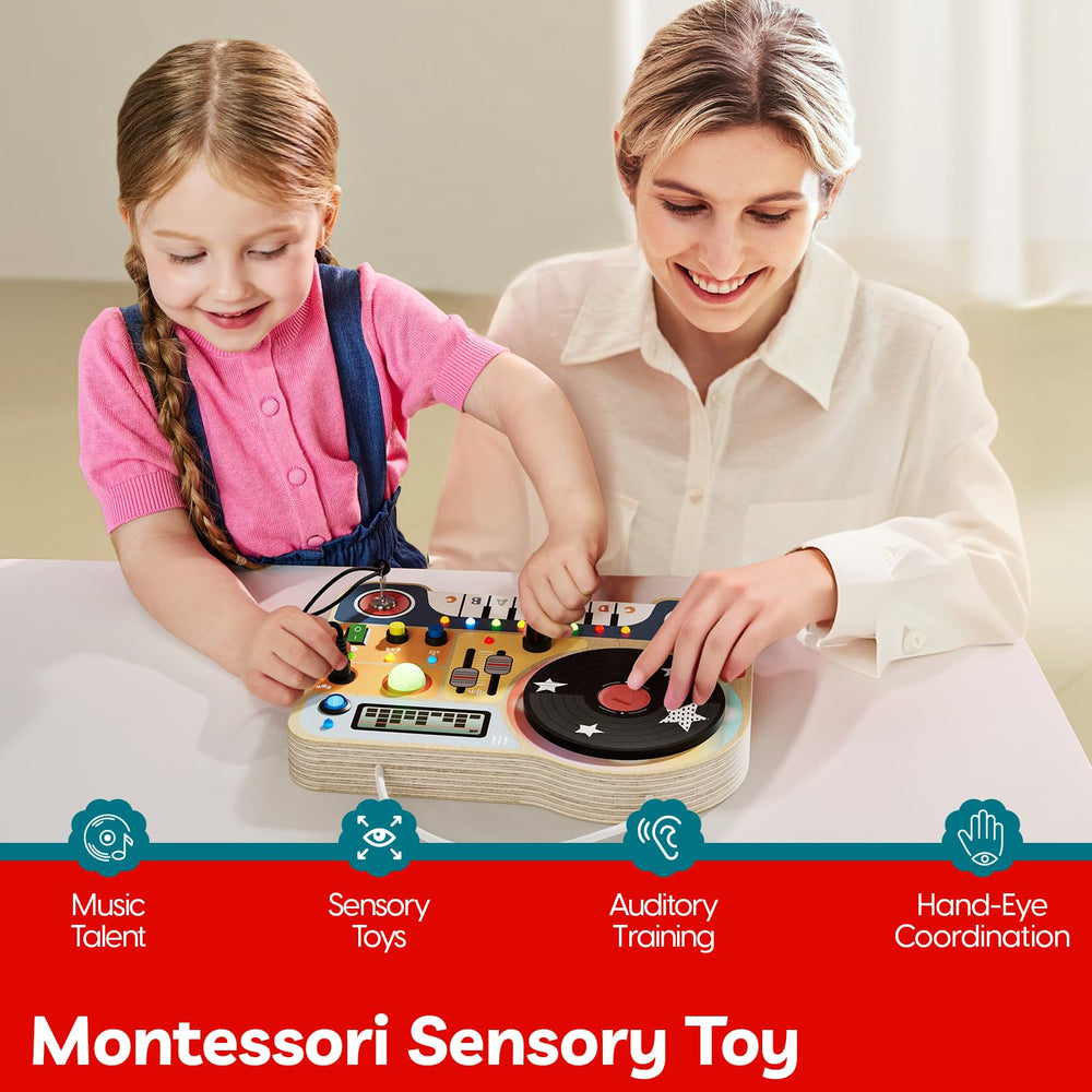 Top Bright Travel-friendly busy board is compact for on-the-go learning.