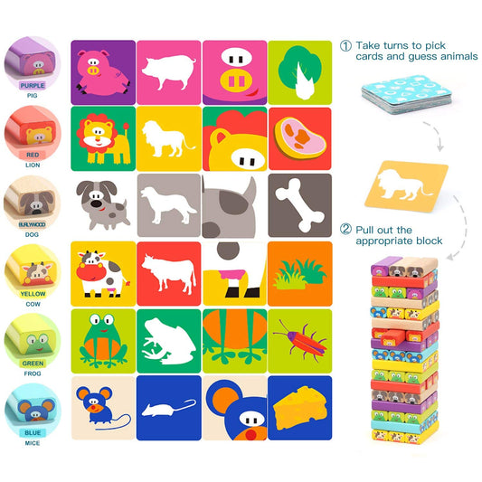 TOP BRIGHT wooden blocks with animal dice inspire turn-taking and strategic decision making