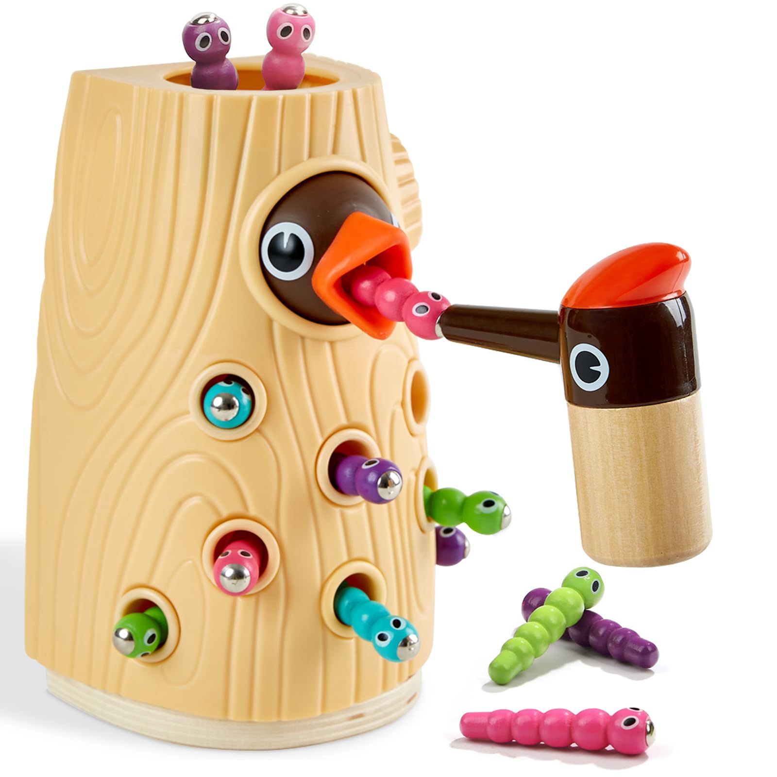 Top Bright Woodpecker Worms Catching Toy safe design with odor-free finish reassuring parents