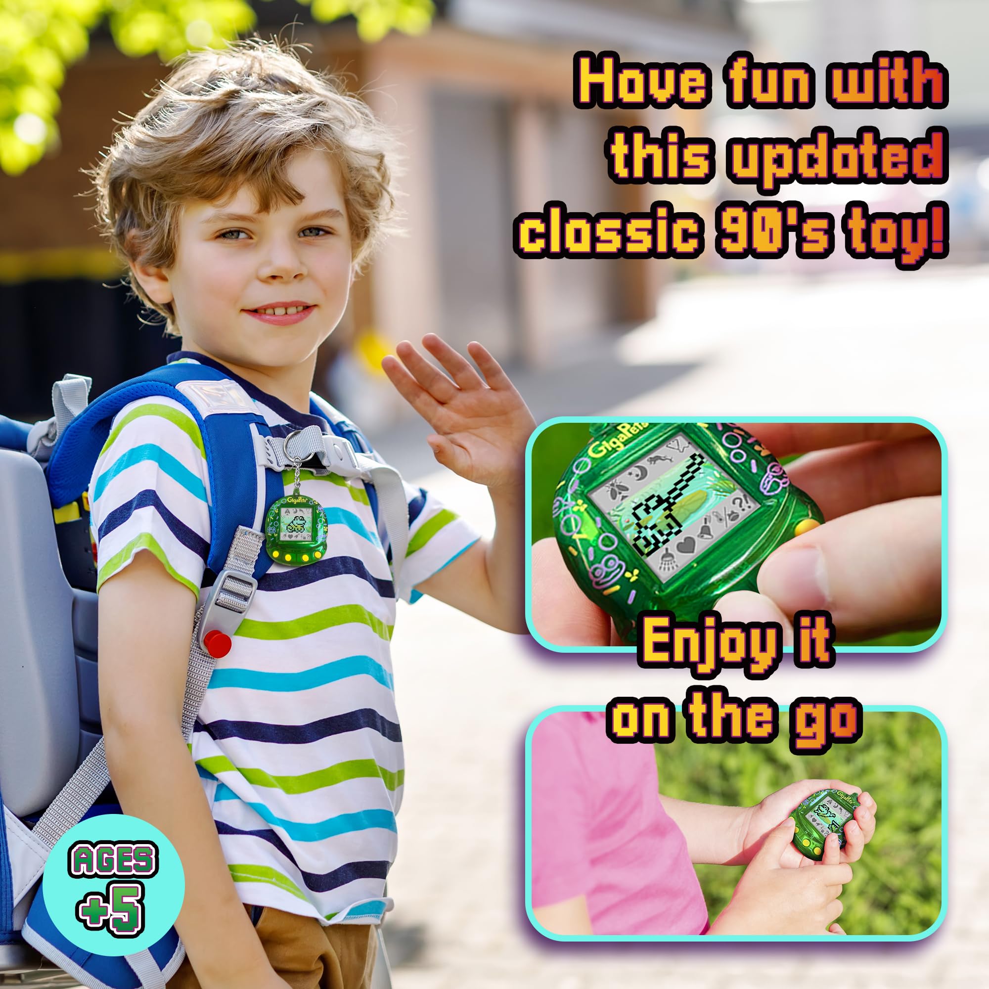 Top Secret Toys Giga Pet Floppy Frog shows nine mini games for imagination.