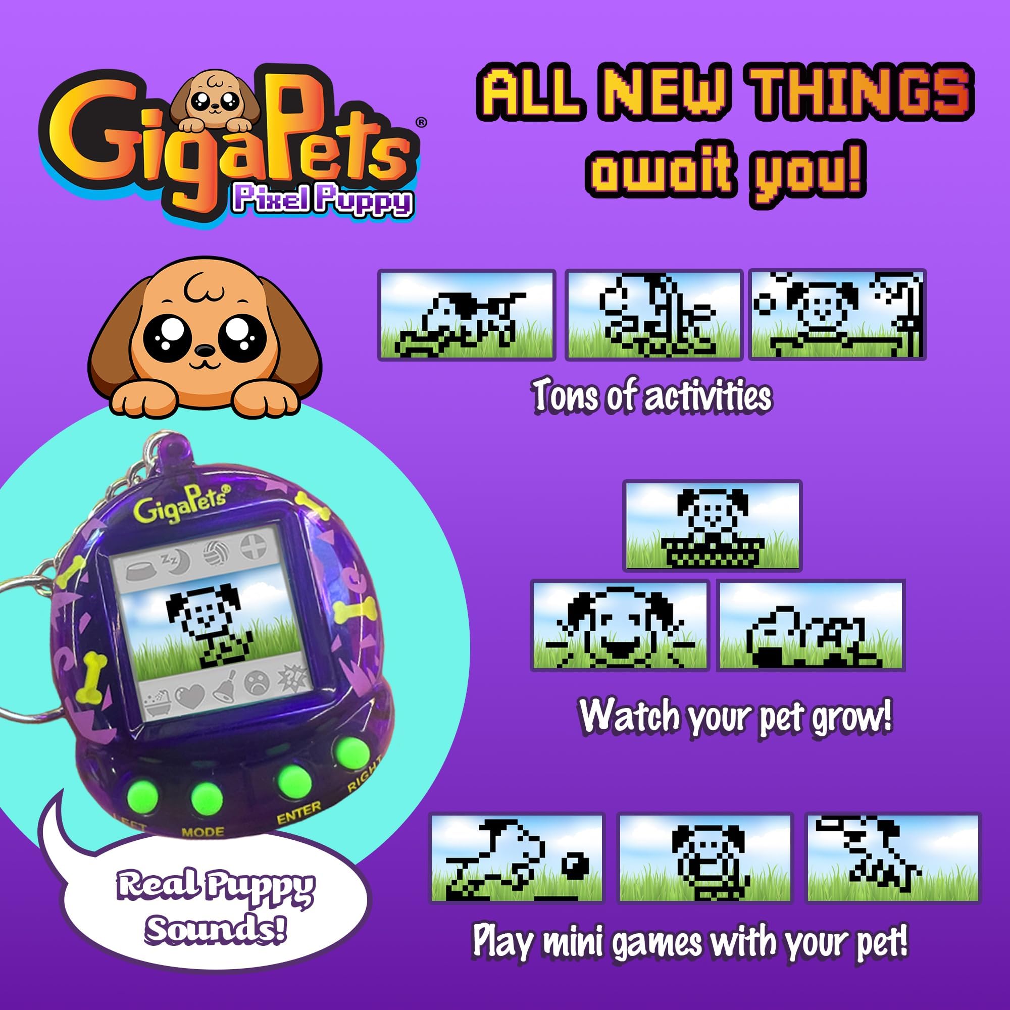 Top Secret Toys Giga Pets Virtual Pet Keychain keeps entertainment in your pocket.