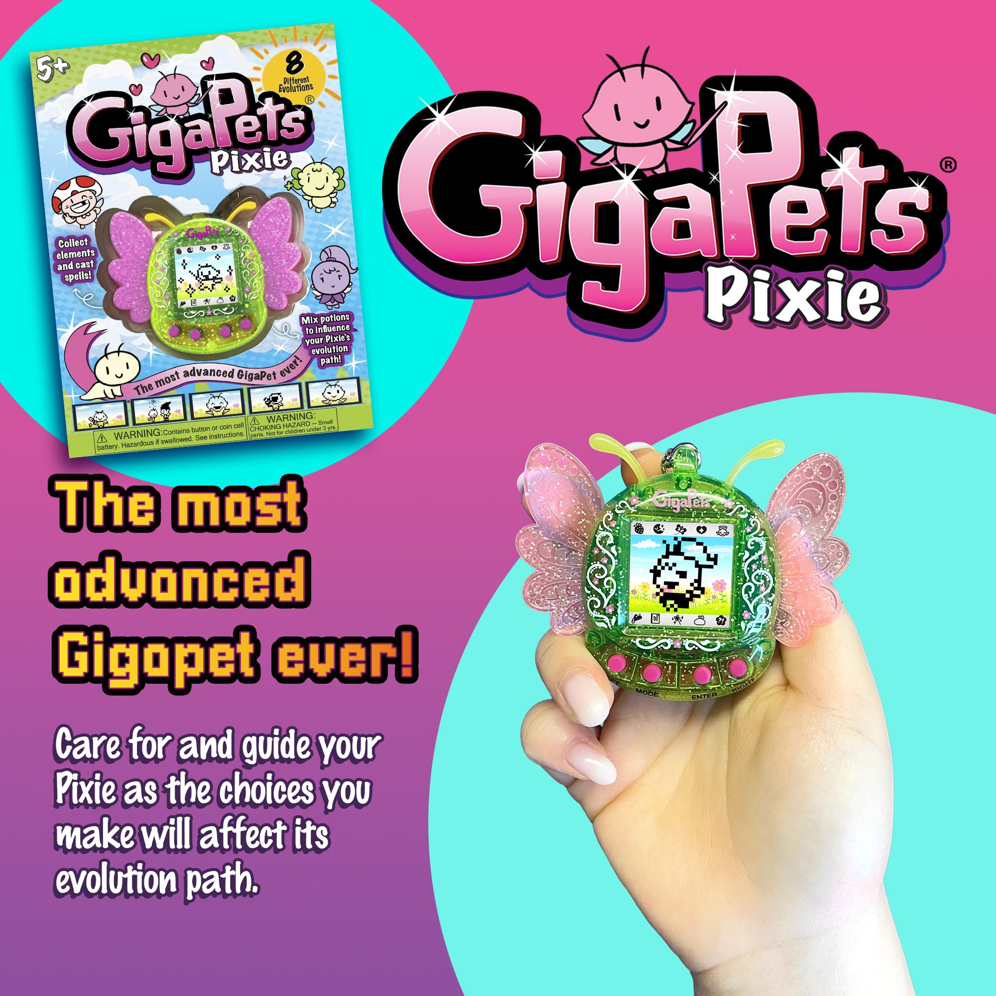Top Secret Toys Giga Pets Pixie mini-games provide evolving challenges